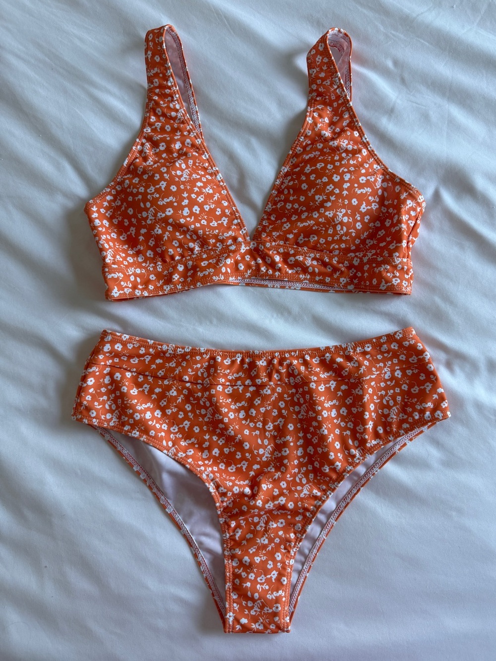 SHEIN Orange and White Floral Bikini